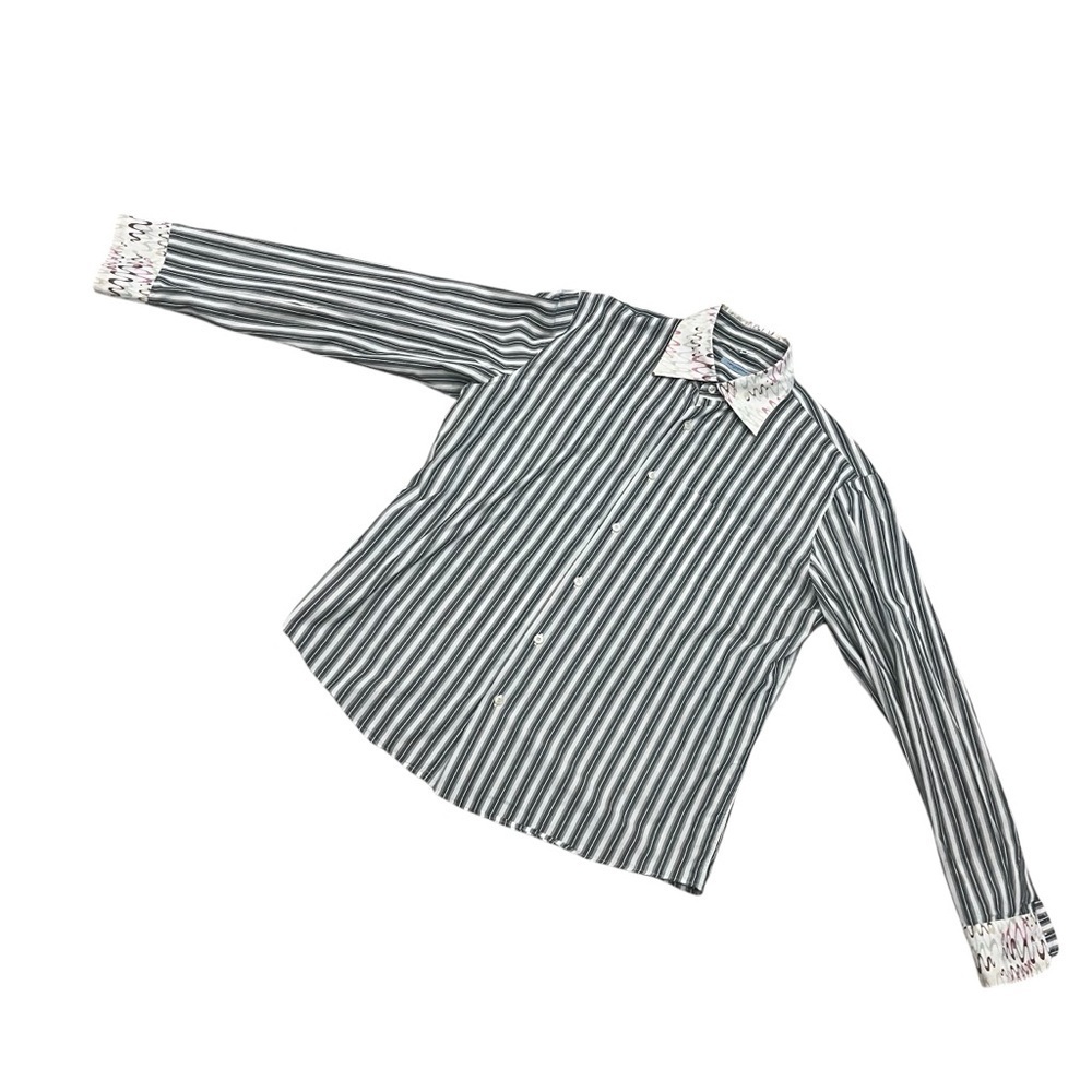 Two Flowers Striped Cotton Shirt XXL Made in Italy - Picture 10 of 10